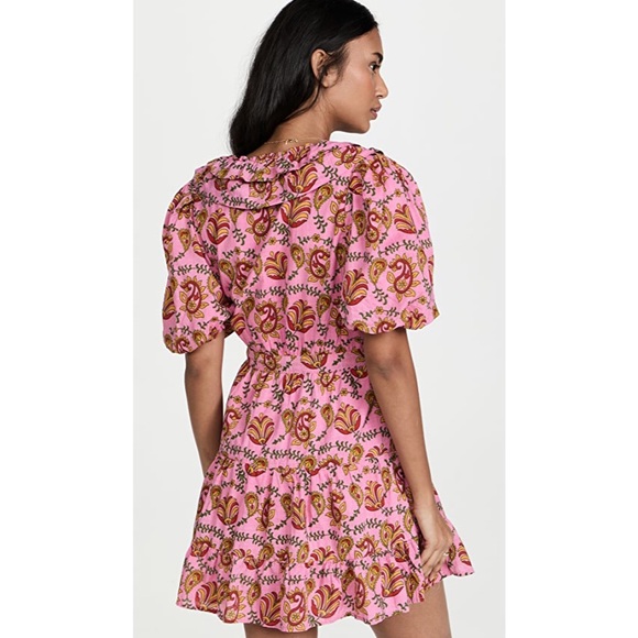 NWT RAHI Amber Dress Hot Pink V Neck Puff Sleeve XS - Picture 2 of 7